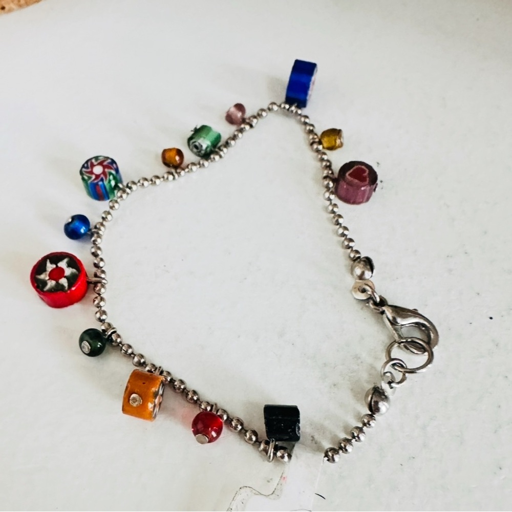 Millefiori Colorful Beaded Charm Bracelet